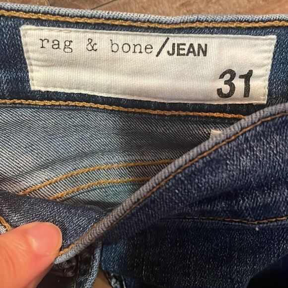 Rag & Bone High Rise Skinny Indigo Tux Side Stripe Jeans - Picture 5 of 12